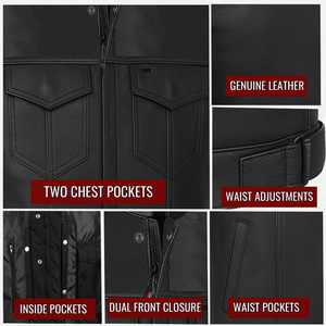 Nouvel Arrivage en Gros : Gilet en Cuir PU pour Homme, Style Hip-Hop Tendance, Boutons Métalliques, Gilet de Motard Sans Manches Personnalisé - Product Image 3