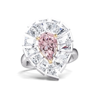 Bagues en argent S925 pour femmes, avec pierre latérale rose brillante et gemme rose taille coussin, vente en gros