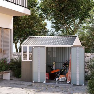 Casetta da Giardino in Metallo Grigio 8FT X 6FT, Ripostiglio Esterno per Attrezzi con Doppia Porta Lucchettabile, Finestra e Prese d'Aria, Spazio Patio in Lega - Product Image 2
