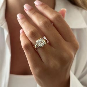 U and Me Lab Grown 3.01CT Asscher Cut Diamond Luxury <b>Ring</b> For 18K Solid Gold Party Occasion Gift For Girlfriends - Product Image 1