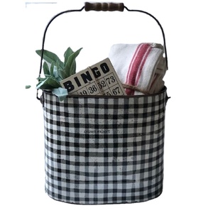 Buffalo Check Black & White Metal Planters & Container Flower <b>Pots</b> Home/Garden Decor Floor Planters <b>Table</b> Planter Plants Holder - Product Image 1