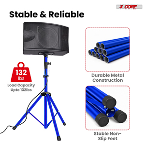 5 Core Metal Heavy Duty Adjustable 72" Speaker <b>Stand</b> Tripod with Universal Mount for PA DJ Studio Use Includes Bag - Product Image 3