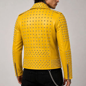 Pakistan Made Modern Men <b>Rhinestone</b> Winter Leather <b>Jacket</b> Motorcycle Biker Zip Front <b>Rhinestone</b> Fashion Outerwear - Product Image 4