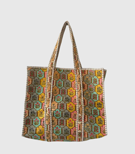 Sac fourre-tout en toile brodée style bohème avec motif floral, sac de shopping pour femme toutes saisons, fermeture ouverte - Product Image 1