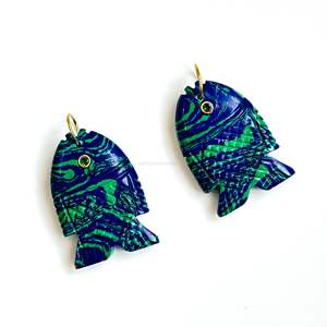 Pendentif Poisson en Azurite Malachite Naturelle AAA, Collier en Argent 925 Fait Main avec Breloque Poisson en Pierre Précieuse, Bijou en Cristal de Guérison Sculpté à la Main - Product Image 2