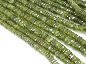 Perles facettées vertes en vessonite - Forme de roue de monnaie - 8 pouces - Pour la fabrication de bijoux - Fournitures de grossistes - Pierre naturelle - Product Image 3