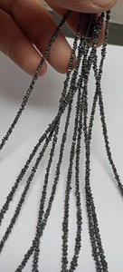 Perles de diamant brut noir naturel non taillées, taille 3mm à 4mm, pépites de cristal brutes, perles de pierres précieuses en vrac pour la fabrication de bijoux, vente en gros OEM - Product Image 3