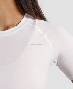 Round Neck Women's Compression Fitness Half Sleeve <b>Shirt</b> Breathable Spandex <b>Polyester</b> Gym-Wear & Running Digital Printing - Product Image 4