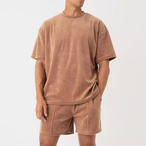 Ensemble de survêtement d'été respirant, uni, réversible, grande taille, coupe oversize, épaules tombantes - Product Image 1