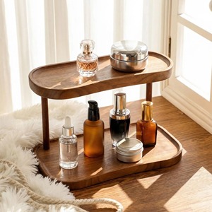 2 Tier Wooden Organizer <b>For</b> Kitchen Cups <b>Dressing</b> <b>Table</b> Decor And Home Organization <b>Storage</b> Rack Tabletop Stand From India - Product Image 1