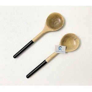 Juego de utensilios de cocina de madera de acacia a precio asequible: cuchara y tenedor para servir, diseño de cola de pez, cucharas para ensalada. - Product Image 3