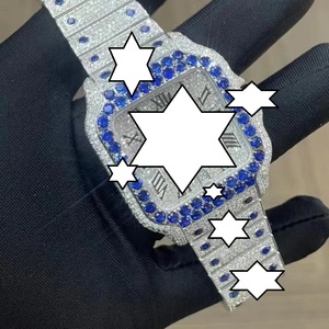 นาฬิกาข้อมือสแตนเลสสตีลดีไซน์ใหม่ ทำมือ ประดับเพชรโมอิสซาไนต์  แบบยูนิเซ็กส์  สไตล์ฮิปฮอป  ของขวัญสุดเท่  ผู้ขายชาวอินเดีย - Product Image 3