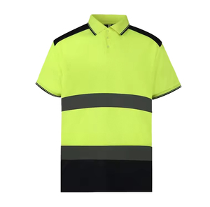 เสื้อโปโลนิรภัยสะท้อนแสงสำหรับผู้ชาย แขนสั้นสองสี ชุดทำงานแบบมองเห็นได้ชัดเจน รับผลิตตามแบบ (OEM) ขายส่ง - Product Image 1