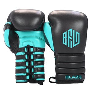 Meilleurs gants de boxe avec lanières de poignet à lacets pour sparring Kickboxing & Muay Thai Gant d'entraînement Cuir de vachette véritable - Product Image 1