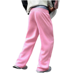 <b>Mens</b> <b>Pink</b> Canvas High Waist Double Waistband Breathable Eco-Friendly Sweatpants Loose Fit Wide Leg Casual Pants Elastic Waist - Product Image 2