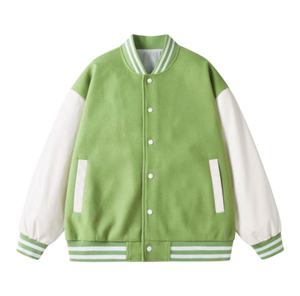 Chaqueta de béisbol de invierno con doble botonadura personalizada con cuello levantado y logotipo bordado Variedades disponibles - Product Image 4