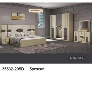 Juego de dormitorio moderno 35532-203A, muebles de madera tamaño completo con cabecero iluminado y armario con espejo - Product Image 2