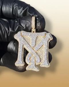 Pendentif Lettre Initiale Personnalisée en Argent Sterling 925 Plaqué Or avec Diamants Moissanite Effet Givré, Pendentif Bicolore 3D avec Nom Personnalisé pour Rapper - Product Image 6