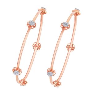 กำไลข้อมือสองเส้นลายดอกไม้ประดับเพชรเพาะเลี้ยงสีโรสโกลด์ - Product Image 3