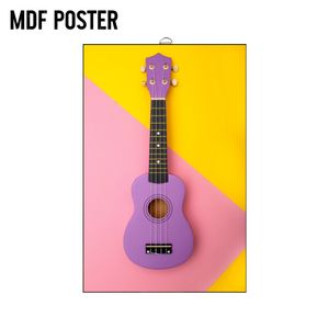 Ukelele Morado de Madera MDF con Marco Flotante para Decoración de Pared - Product Image 3