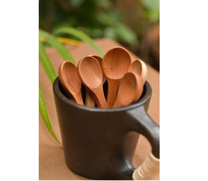 Gadgets>Outils de mesure : Ensemble de cuillères doseuses en bois naturel avec longues poignées pour café, thé, poudre et épices - Product Image 4