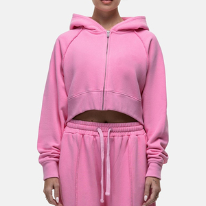 Sudadera con Capucha Corta para Mujer, Invierno, 100% Algodón Ecológico, Personalizable, Venta al Por Mayor - Product Image 3