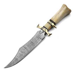 Cuchillos Bowie Hechos a Mano de Acero de Damasco, Herramienta de Supervivencia para Exteriores, Cuchillos Bowie de Caza con Hoja Fija, Cuchillo para Acampar al Aire Libre - Product Image 2