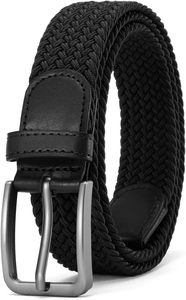 Cinturón Casual de Nylon Trenzado, Color Negro Sólido, Hebilla de Zinc Puro, Diseño Elástico y Duradero, Accesorio de Moda para Hombre - Product Image 2
