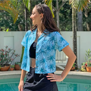 <b>Hawaiian</b> Style 2024 Aloha Custom Vintage 100% Rayon <b>Woman</b> Floral Printed Embroidery Short Sleeve Button-Up <b>Shirt</b> ODM Office - Product Image 5