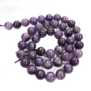 Perles rondes lisses en Lépidolite en vrac pour la fabrication de bijoux et de bracelets - Product Image 6