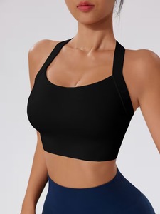 Women Criss <b>Cross</b> Sports Bra | High Impact Hook and Eye Back Closure Gym <b>Top</b> | Polyester Spandex Adjustable Workout Bralette - Product Image 6