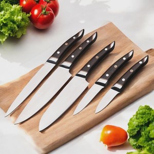 Handmade Stainless Steel <b>Knife</b> <b>Set</b> -5 Pcs Kitchen <b>Knife</b> <b>Set</b> With Leather Roll Bag With Wenge Wood Handle 100% High Quality - Product Image 4