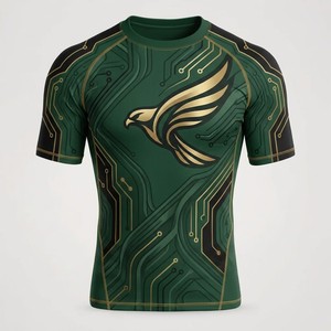 Maillot de compression unisexe Green Gold Circuit Eagle à manches courtes, respirant, séchage rapide, protection anti-UV, imprimé par sublimation - Product Image 3