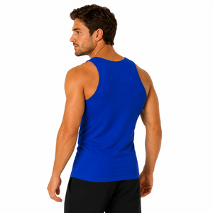 High Elastic Solid Color <b>Men</b> Tank Top Sleeveless Athletic Shirt Breathable Plain Slim Fit 100% Cotton O-Neck Summer <b>Singlet</b> - Product Image 4