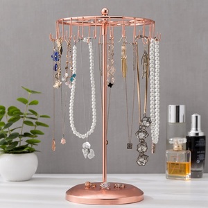 Elegant <b>Rotating</b> Jewelry <b>Stand</b> With Multi Hook Circular Rack High Capacity Necklace Organizer Stable Base Tangle Free <b>Display</b> - Product Image 1