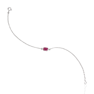 Octagon Cut Natural <b>Ruby</b> July Birthstone Minimalist Bezel Set Centre Station Chain <b>Bracelet</b> In 925 Sterling Silver For Women's - Product Image 6