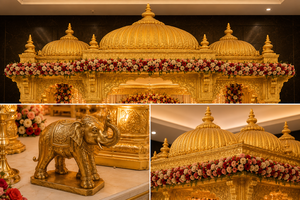 Grands dômes de Mandap dorés - Élégants, vintage et modernes, en fibre de verre, pour mariages indiens, temples traditionnels, Kalyana Mandapam pour les Tamiliens - Product Image 6