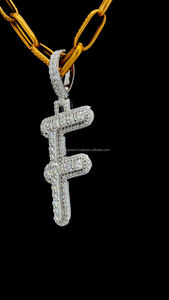 Collar de moissanita de plata 925 pavimentado completo con colgante de letra inicial de 26 de estilo clásico para hombre y mujer, accesorios de joyería, regalo de cumpleaños - Product Image 6