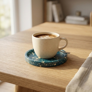 Sous-verre en plastique recyclé 4GoodThings, écologique, durable, portable, pour le thé de l'après-midi, réutilisable, passe au lave-vaisselle, design moderne et luxueux - Product Image 5