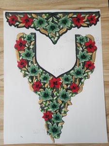 Women's Fashion Embroidery Neck <b>Patches</b> Elegant Floral Design <b>Sew</b>-<b>On</b> Soft Orgeza Fabric Casual Festive Wear Home Textiles Honey - Product Image 2