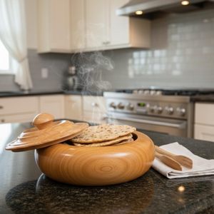 Boîte à Roti en Bois d'Acajou Massif avec Couvercle, Faite à la Main, Qualité Alimentaire, Boîte à Chapati, Garde les Roti Frais, Plat de Service Chaud pour Cuisine et Salle à Manger - Product Image 2