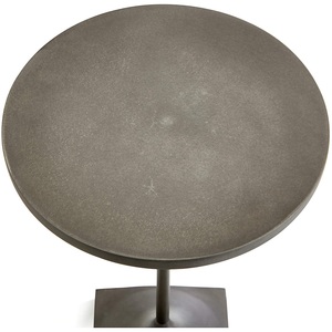 Minimal Cast Aluminum <b>Bar</b> <b>Table</b> Round Top Slim Stem <b>Square</b> Base Strong Stability Clean Modern Space Saving Accent - Product Image 5