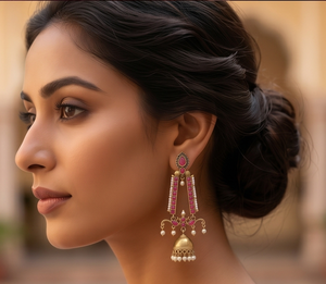 DIVYORO RUBY <b>GOLD</b> JHUMKA DANGLER - Product Image 3