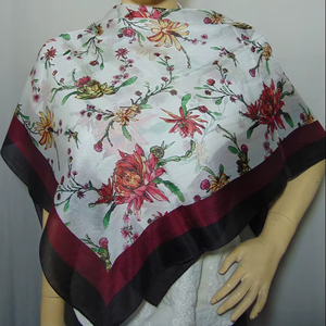 Custom Designed 100% Pure Silk Women's Headscarf Luxury 90x180cm Paisley Flower Print Logo Pattern Long Square Winter Shawl - Product Image 1