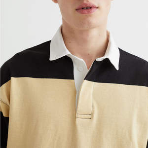 Chemise de rugby à rayures personnalisées de style preppy pour hommes, chemise de sport à manches longues à rayures cousues, style polo de rugby pour hommes - Product Image 2