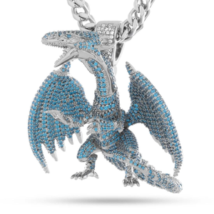 Collier chaîne à maillons glacés en argent 925 plaqué avec pendentif ailes de dragon et moissanite, style hip-hop, bijoux pour homme, cadeau pour anniversaire - Product Image 5