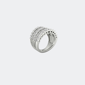 3.10CTW Multi <b>Row</b> Statement Ring Round Cut Synthetic Diamond Gold Plated Women's Fashion Jewelry for <b>Gift</b> - Product Image 5