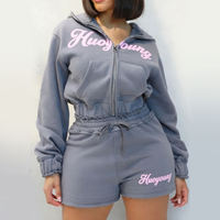 Ensemble 2 pièces personnalisé de haute qualité : sweat à capuche court zippé et pantalon de jogging ample style Tech