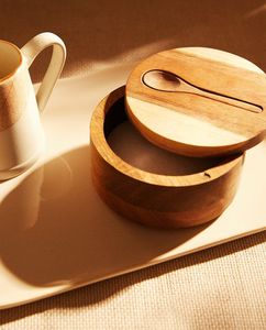 Eco Friendly Wooden <b>Jar</b> with Wooden Lid Classic Design 250mL <b>Kitchen</b> <b>Storage</b> Canister Airtight Lid Durable Dry Food <b>Storage</b> - Product Image 6