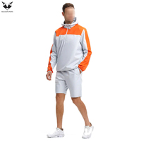 Precio al por mayor: Conjunto de 2 piezas con logo personalizado, sudadera con media cremallera y pantalón corto, corte ajustado, ropa deportiva informal de otoño para hombre